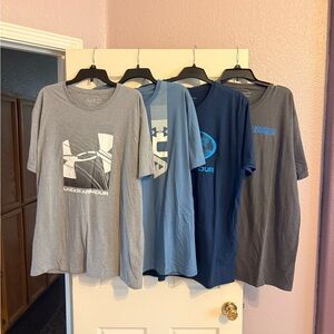 4 Under Armour Men's Assorted Gray and Blue Tees